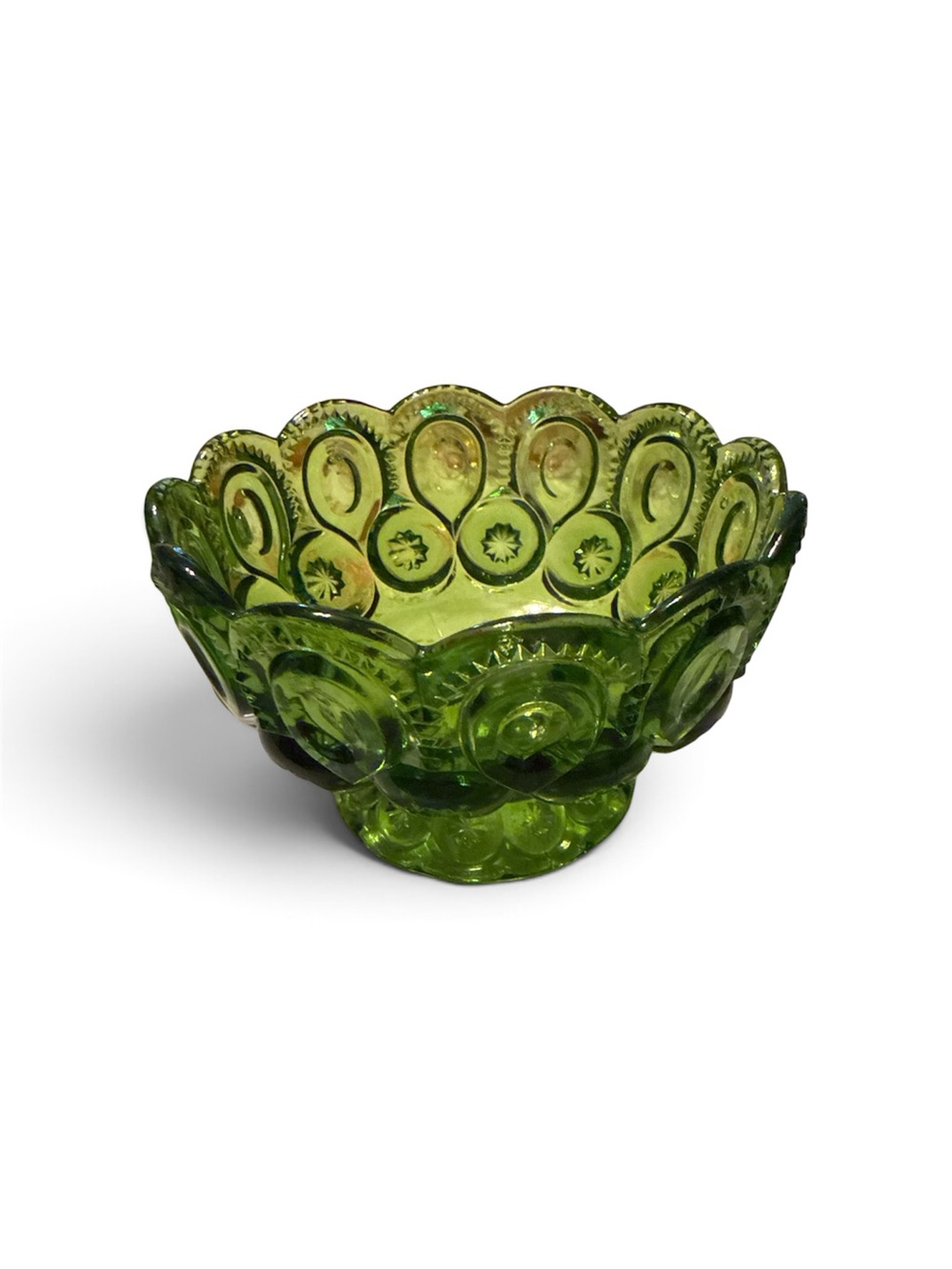 Moon And Star Glass Light Apple Green Small Compote Candy Dish
Vintage
